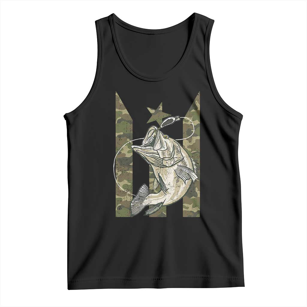 Fishing Puerto Rico Flag Tank Top Bass Fish Fisherman Camo Camouflage US Flag TS10 Black Print Your Wear