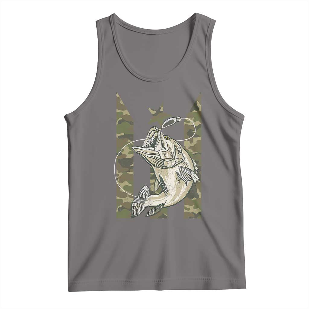 Fishing Puerto Rico Flag Tank Top Bass Fish Fisherman Camo Camouflage US Flag TS10 Deep Heather Print Your Wear