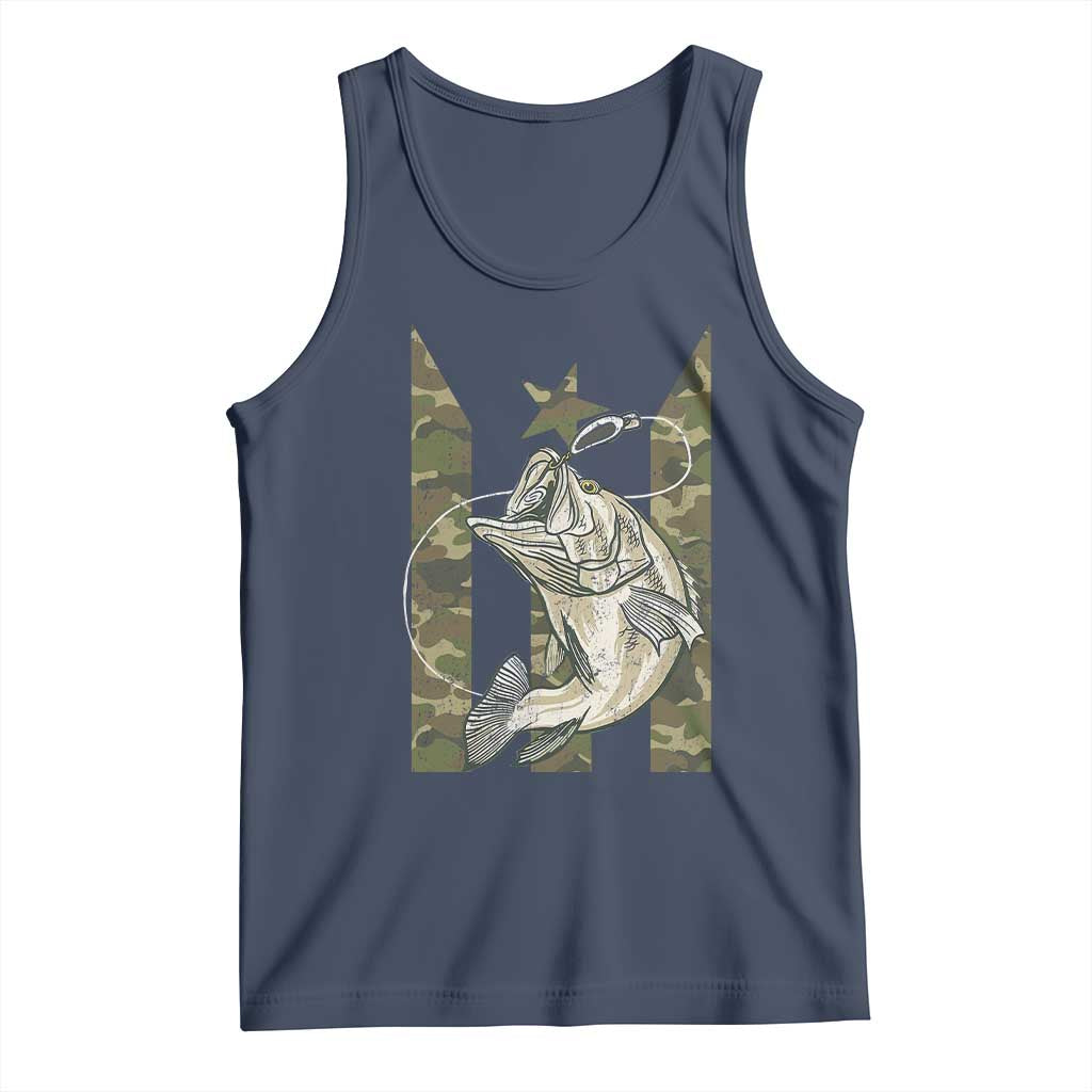 Fishing Puerto Rico Flag Tank Top Bass Fish Fisherman Camo Camouflage US Flag TS10 Navy Print Your Wear