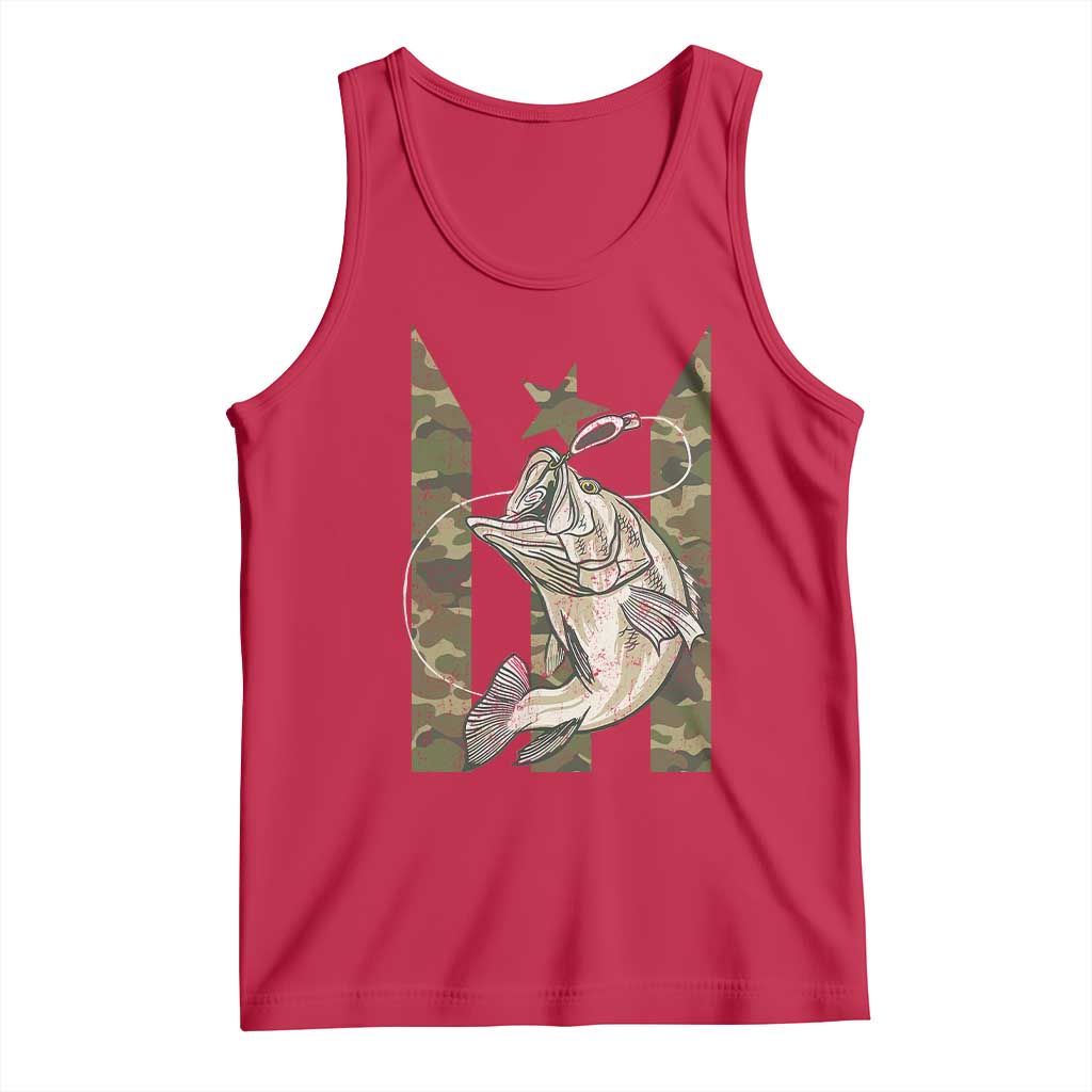 Fishing Puerto Rico Flag Tank Top Bass Fish Fisherman Camo Camouflage US Flag TS10 Red Print Your Wear