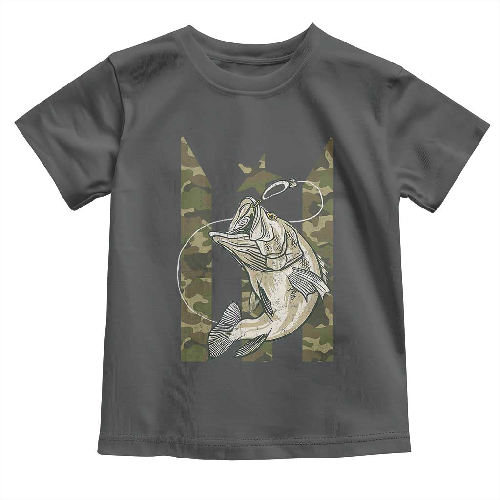 Fishing Puerto Rico Flag Toddler T Shirt Bass Fish Fisherman Camo Camouflage US Flag TS10 Dark Heather Print Your Wear