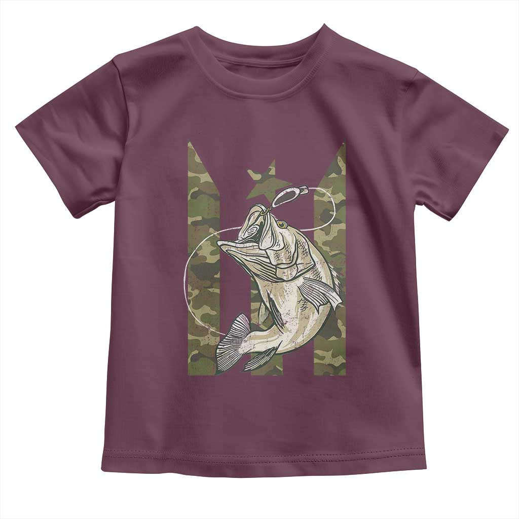 Fishing Puerto Rico Flag Toddler T Shirt Bass Fish Fisherman Camo Camouflage US Flag TS10 Maroon Print Your Wear