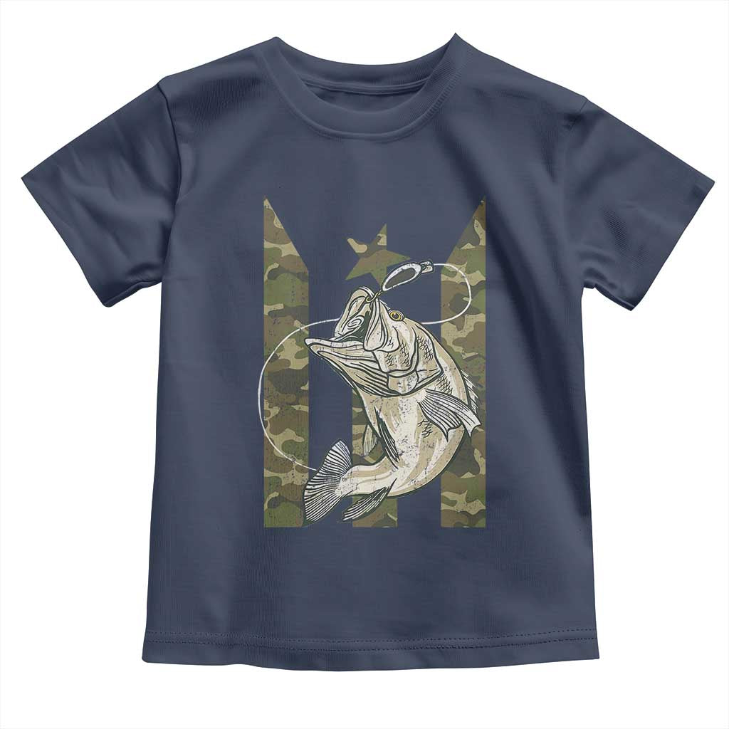 Fishing Puerto Rico Flag Toddler T Shirt Bass Fish Fisherman Camo Camouflage US Flag TS10 Navy Print Your Wear