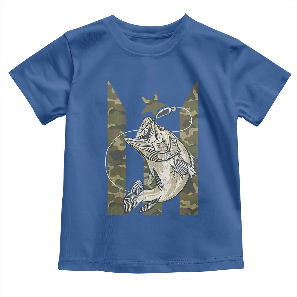 Fishing Puerto Rico Flag Toddler T Shirt Bass Fish Fisherman Camo Camouflage US Flag TS10 Royal Blue Print Your Wear