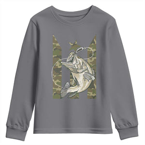 Fishing Puerto Rico Flag Youth Sweatshirt Bass Fish Fisherman Camo Camouflage US Flag TS10 Charcoal Print Your Wear