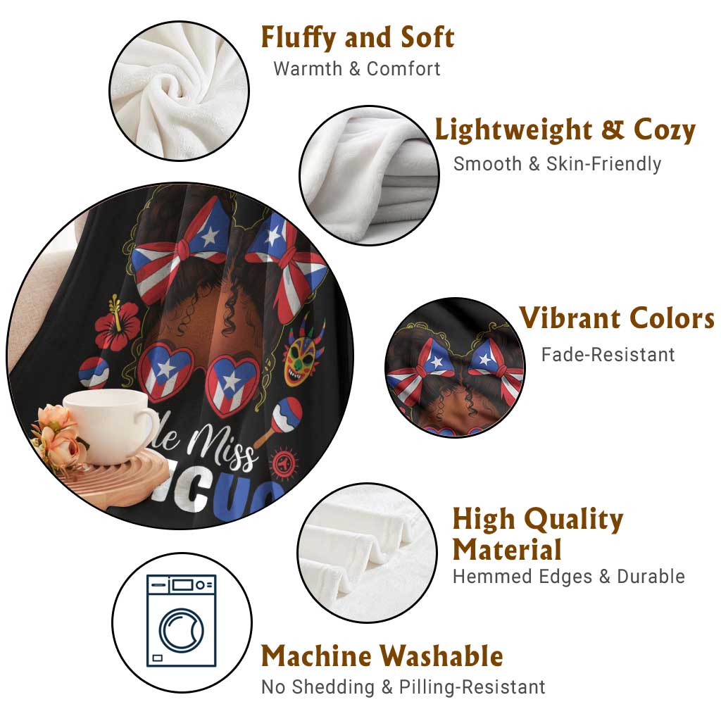 Little Miss Boricua Throw Blanket Puerto Rican Afro Messy Bun Girls Kids TS10 Print Your Wear