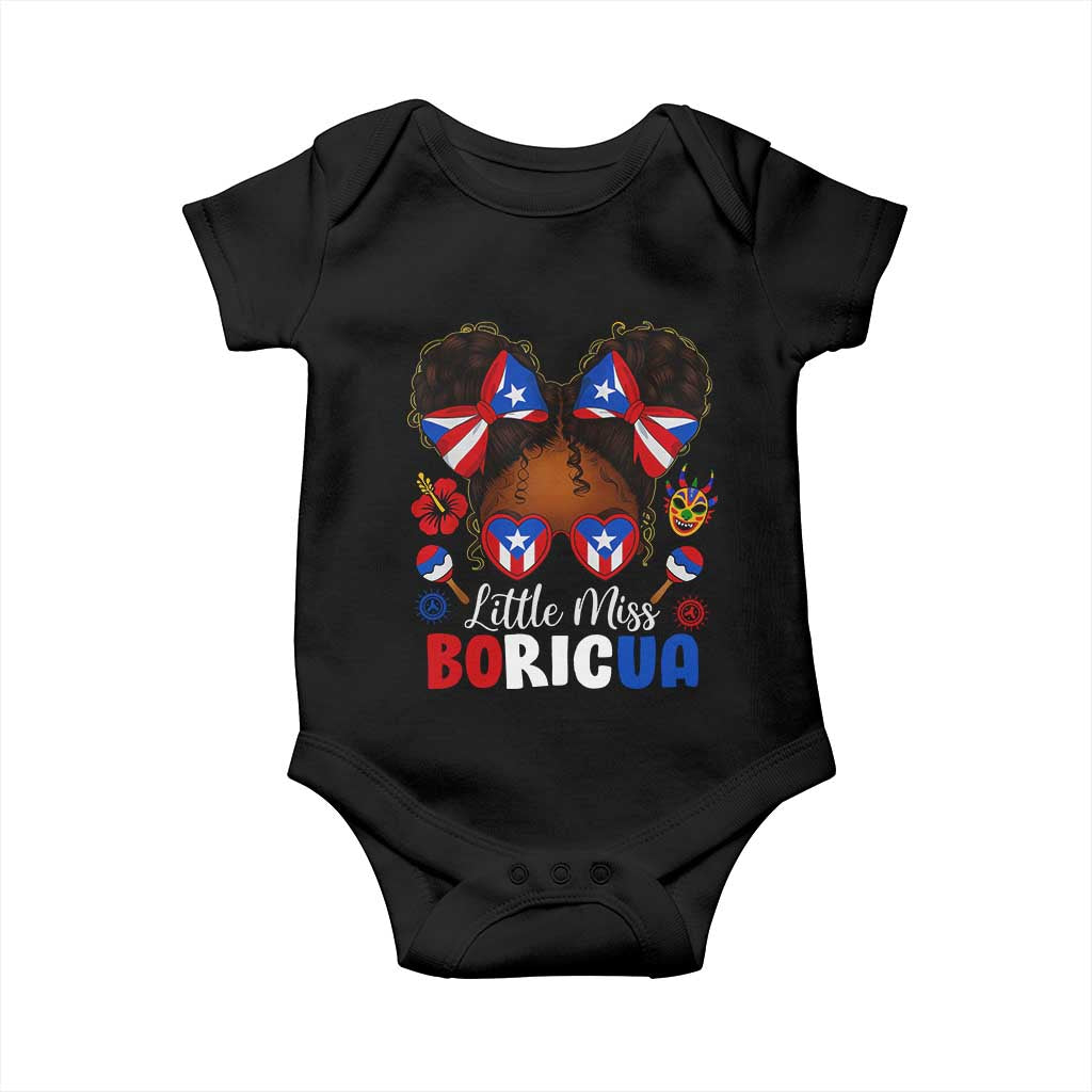 Little Miss Boricua Baby Onesie Puerto Rican Afro Messy Bun Girls Kids TS10 Black Print Your Wear