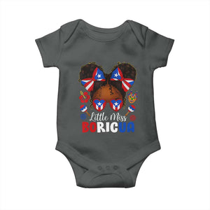 Little Miss Boricua Baby Onesie Puerto Rican Afro Messy Bun Girls Kids TS10 Dark Heather Print Your Wear