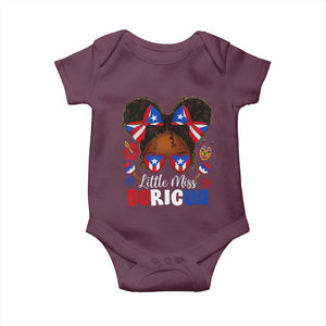 Little Miss Boricua Baby Onesie Puerto Rican Afro Messy Bun Girls Kids TS10 Maroon Print Your Wear