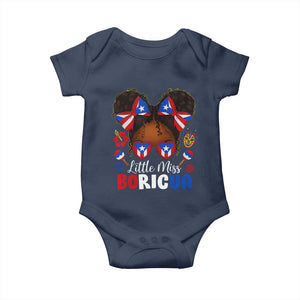 Little Miss Boricua Baby Onesie Puerto Rican Afro Messy Bun Girls Kids TS10 Navy Print Your Wear