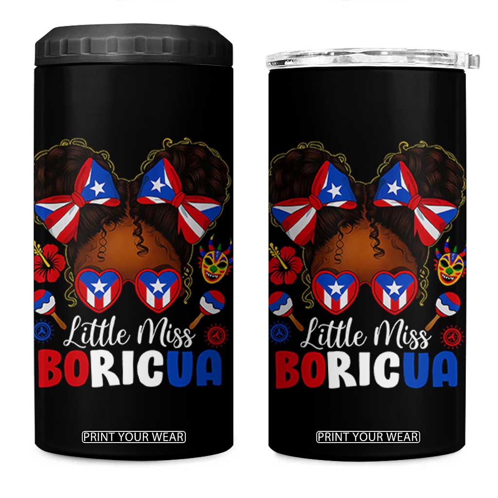 Little Miss Boricua 4 in 1 Can Cooler Tumbler Puerto Rican Afro Messy Bun Girls Kids TS10 One Size: 16 oz Black Print Your Wear
