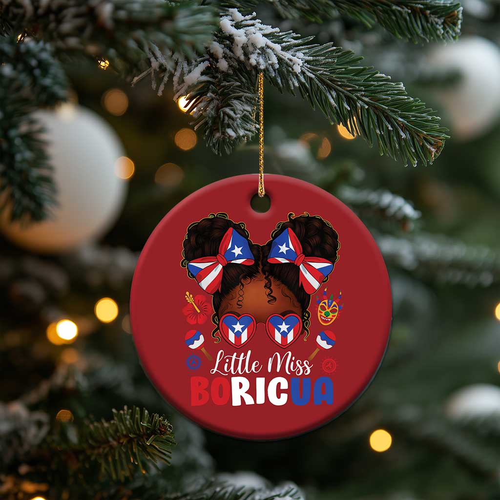 Little Miss Boricua Christmas Ornament Puerto Rican Afro Messy Bun Girls Kids TS10 Print Your Wear