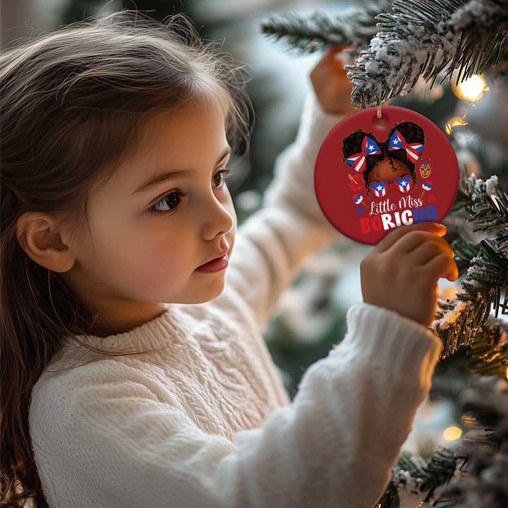 Little Miss Boricua Christmas Ornament Puerto Rican Afro Messy Bun Girls Kids TS10 Print Your Wear