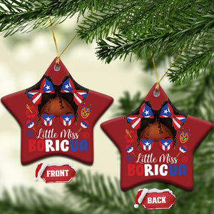Little Miss Boricua Christmas Ornament Puerto Rican Afro Messy Bun Girls Kids TS10 Star Red Print Your Wear
