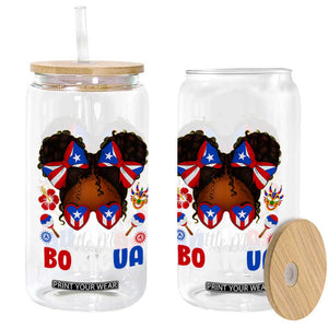 Little Miss Boricua Glass Can Puerto Rican Afro Messy Bun Girls Kids TS10 Print Your Wear