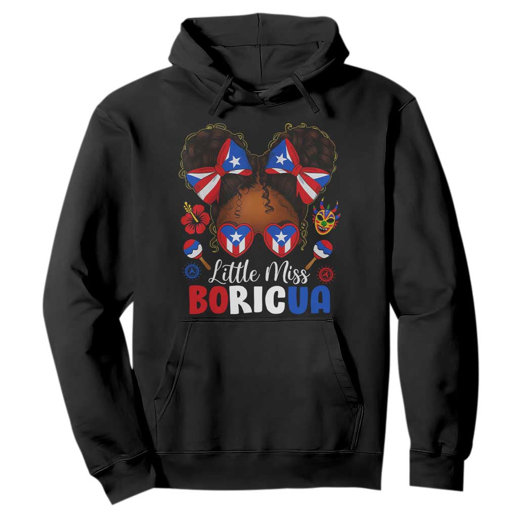 Little Miss Boricua Hoodie Puerto Rican Afro Messy Bun Girls Kids TS10 Black Print Your Wear