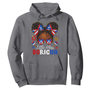 Little Miss Boricua Hoodie Puerto Rican Afro Messy Bun Girls Kids TS10 Charcoal Print Your Wear