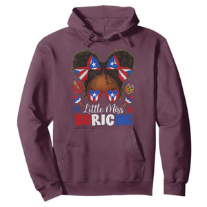 Little Miss Boricua Hoodie Puerto Rican Afro Messy Bun Girls Kids TS10 Maroon Print Your Wear
