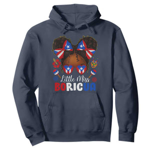 Little Miss Boricua Hoodie Puerto Rican Afro Messy Bun Girls Kids TS10 Navy Print Your Wear