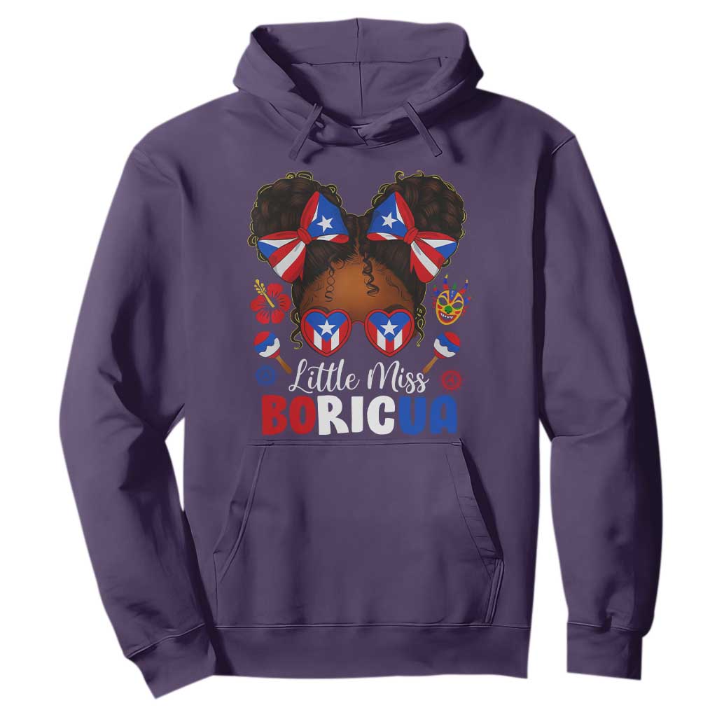 Little Miss Boricua Hoodie Puerto Rican Afro Messy Bun Girls Kids TS10 Purple Print Your Wear