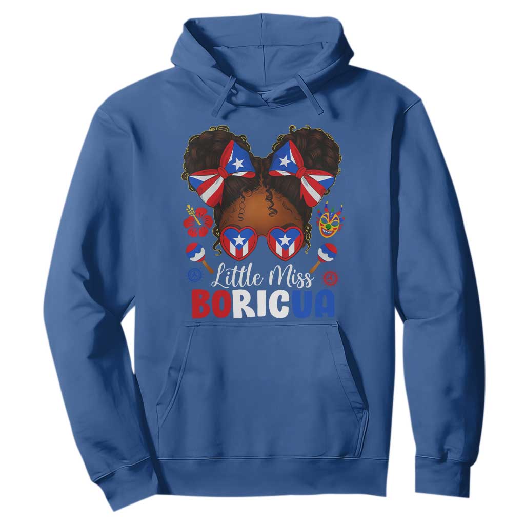 Little Miss Boricua Hoodie Puerto Rican Afro Messy Bun Girls Kids TS10 Royal Blue Print Your Wear