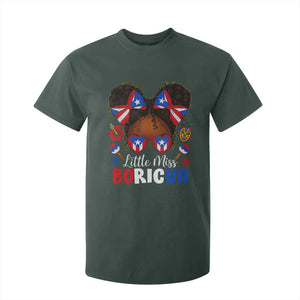 Little Miss Boricua T Shirt For Kid Puerto Rican Afro Messy Bun Girls Kids TS10 Dark Forest Green Print Your Wear