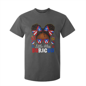 Little Miss Boricua T Shirt For Kid Puerto Rican Afro Messy Bun Girls Kids TS10 Dark Heather Print Your Wear