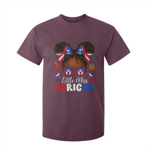 Little Miss Boricua T Shirt For Kid Puerto Rican Afro Messy Bun Girls Kids TS10 Maroon Print Your Wear