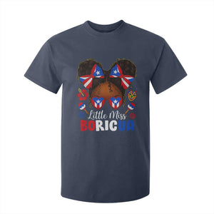 Little Miss Boricua T Shirt For Kid Puerto Rican Afro Messy Bun Girls Kids TS10 Navy Print Your Wear