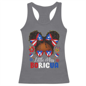 Little Miss Boricua Racerback Tank Top Puerto Rican Afro Messy Bun Girls Kids TS10 Charcoal Print Your Wear