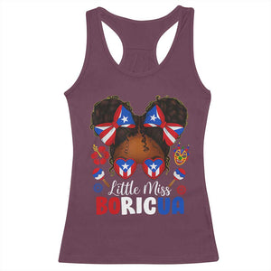 Little Miss Boricua Racerback Tank Top Puerto Rican Afro Messy Bun Girls Kids TS10 Maroon Print Your Wear