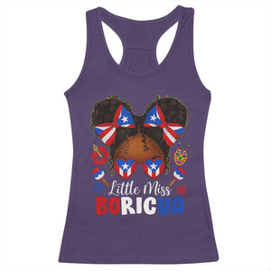 Little Miss Boricua Racerback Tank Top Puerto Rican Afro Messy Bun Girls Kids TS10 Purple Print Your Wear