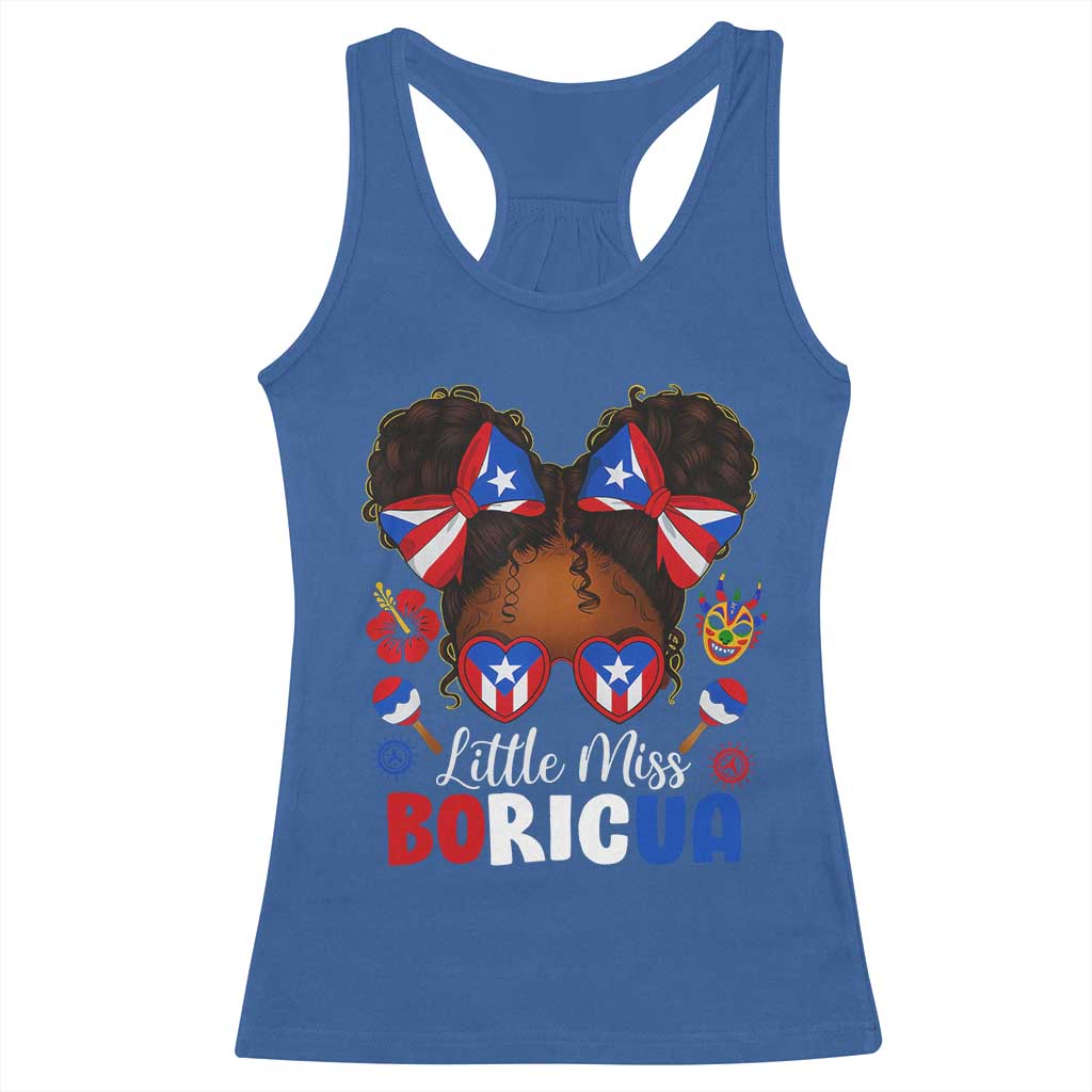 Little Miss Boricua Racerback Tank Top Puerto Rican Afro Messy Bun Girls Kids TS10 Royal Blue Print Your Wear