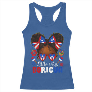 Little Miss Boricua Racerback Tank Top Puerto Rican Afro Messy Bun Girls Kids TS10 Royal Blue Print Your Wear