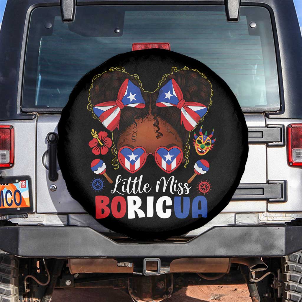 Little Miss Boricua Spare Tire Cover Puerto Rican Afro Messy Bun Girls Kids TS10 No hole Black Print Your Wear