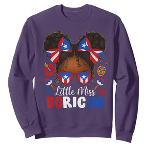Little Miss Boricua Sweatshirt Puerto Rican Afro Messy Bun Girls Kids TS10 Purple Print Your Wear