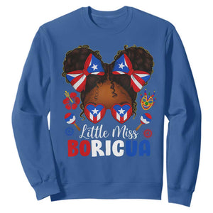 Little Miss Boricua Sweatshirt Puerto Rican Afro Messy Bun Girls Kids TS10 Royal Blue Print Your Wear