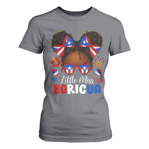 Little Miss Boricua T Shirt For Women Puerto Rican Afro Messy Bun Girls Kids TS10 Charcoal Print Your Wear