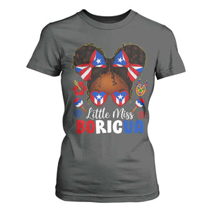 Little Miss Boricua T Shirt For Women Puerto Rican Afro Messy Bun Girls Kids TS10 Dark Heather Print Your Wear