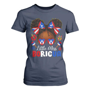 Little Miss Boricua T Shirt For Women Puerto Rican Afro Messy Bun Girls Kids TS10 Navy Print Your Wear
