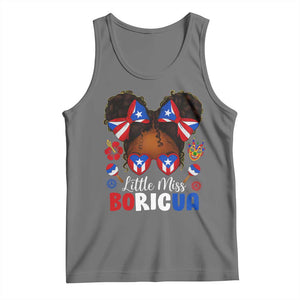 Little Miss Boricua Tank Top Puerto Rican Afro Messy Bun Girls Kids TS10 Black Heather Print Your Wear