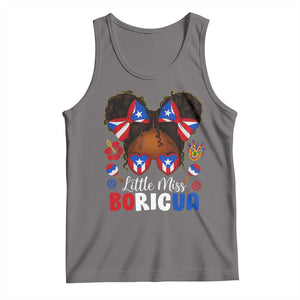 Little Miss Boricua Tank Top Puerto Rican Afro Messy Bun Girls Kids TS10 Deep Heather Print Your Wear
