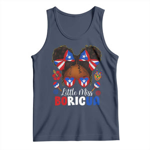 Little Miss Boricua Tank Top Puerto Rican Afro Messy Bun Girls Kids TS10 Navy Print Your Wear