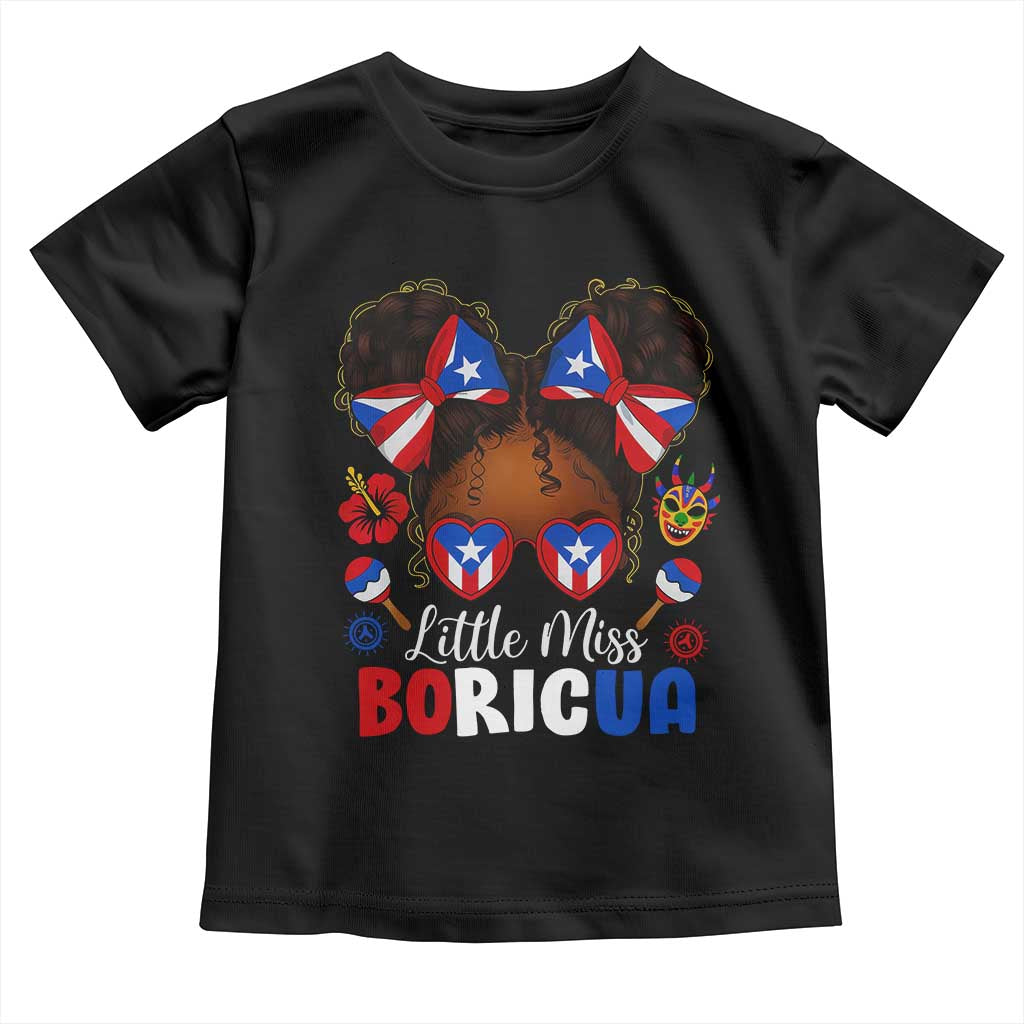 Little Miss Boricua Toddler T Shirt Puerto Rican Afro Messy Bun Girls Kids TS10 Black Print Your Wear