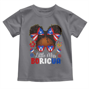Little Miss Boricua Toddler T Shirt Puerto Rican Afro Messy Bun Girls Kids TS10 Charcoal Print Your Wear