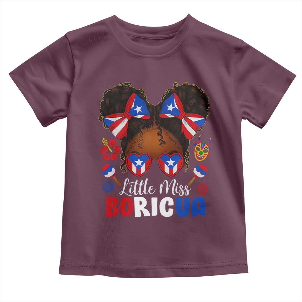 Little Miss Boricua Toddler T Shirt Puerto Rican Afro Messy Bun Girls Kids TS10 Maroon Print Your Wear
