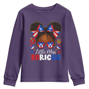 Little Miss Boricua Youth Sweatshirt Puerto Rican Afro Messy Bun Girls Kids TS10 Purple Print Your Wear