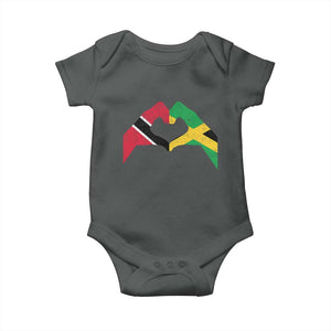 Trinidad and Tobago Jamaican Baby Onesie Two Flags One Heart TS10 Dark Heather Print Your Wear