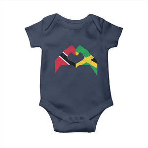 Trinidad and Tobago Jamaican Baby Onesie Two Flags One Heart TS10 Navy Print Your Wear