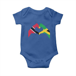 Trinidad and Tobago Jamaican Baby Onesie Two Flags One Heart TS10 Royal Blue Print Your Wear